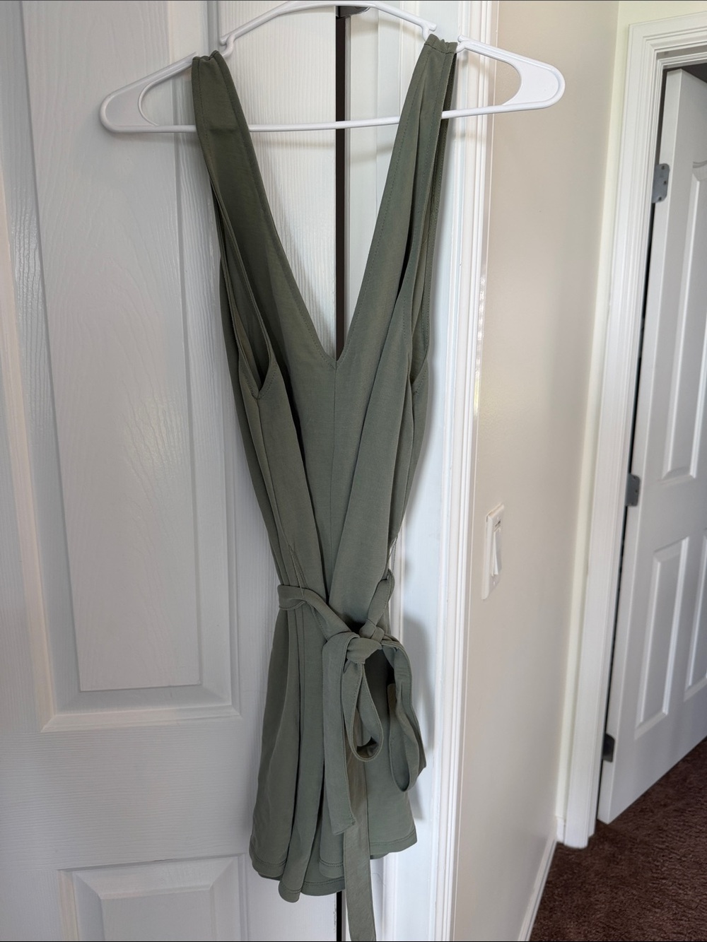 Zara Sleeveless V-Neck Romper in Olive Green
